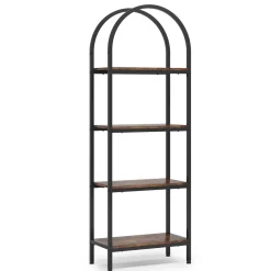 4-Tier / 5-Tier Bookshelf, Arched Bookcase Display Rack with Storage Shelves