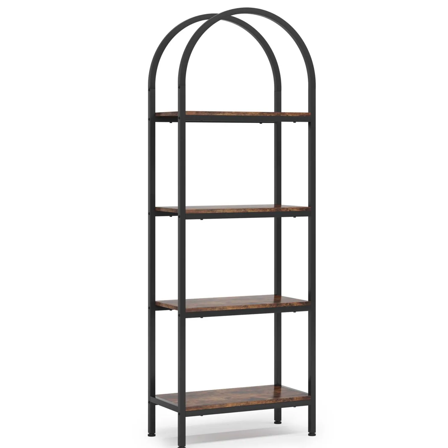 4-Tier / 5-Tier Bookshelf, Arched Bookcase Display Rack with Storage Shelves