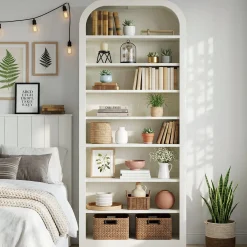 8-Tier Arched Bookshelf, 74” Tall Bookcase Open Display Shelf for Home Office