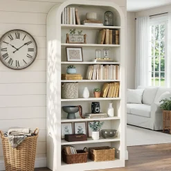 8-Tier Arched Bookshelf, 74” Tall Bookcase Open Display Shelf for Home Office