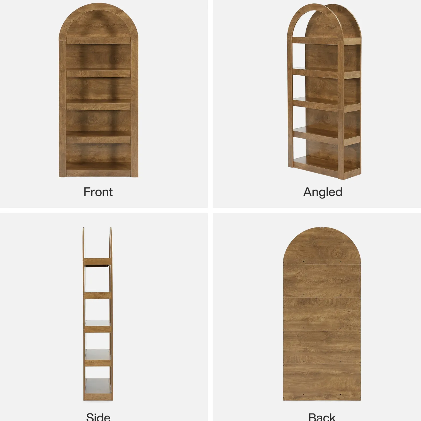 5-Tier Arched Bookshelf, 71" Tall Rack Bookcase Display Shelf for Home Office