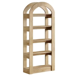 5-Tier Arched Bookshelf, Tall Bookcase Display Shelf for Living Room