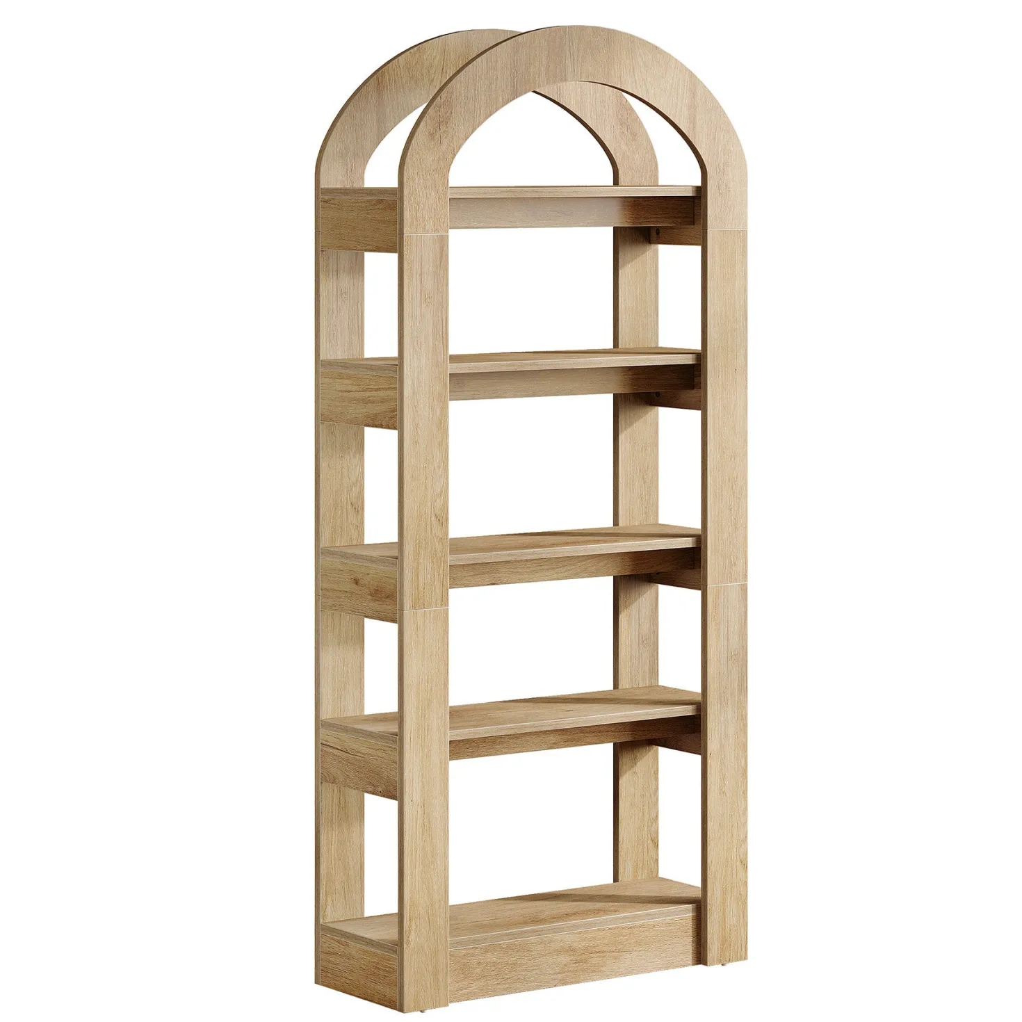 5-Tier Arched Bookshelf, Tall Bookcase Display Shelf for Living Room
