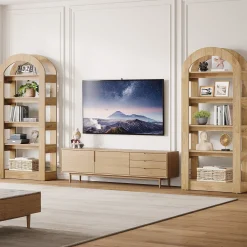 5-Tier Arched Bookshelf, Tall Bookcase Display Shelf for Living Room