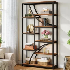 9-Tier Bookcase, 70.87" Industrial Etagere Bookshelf with Open Shelf