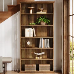6-Tier Bookshelf, 75" Bookcase Display Shelves Storage Etagere