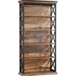 6-Tier Bookshelf, 70.87" Etagere Metal and Wooden Bookcase for Home Office