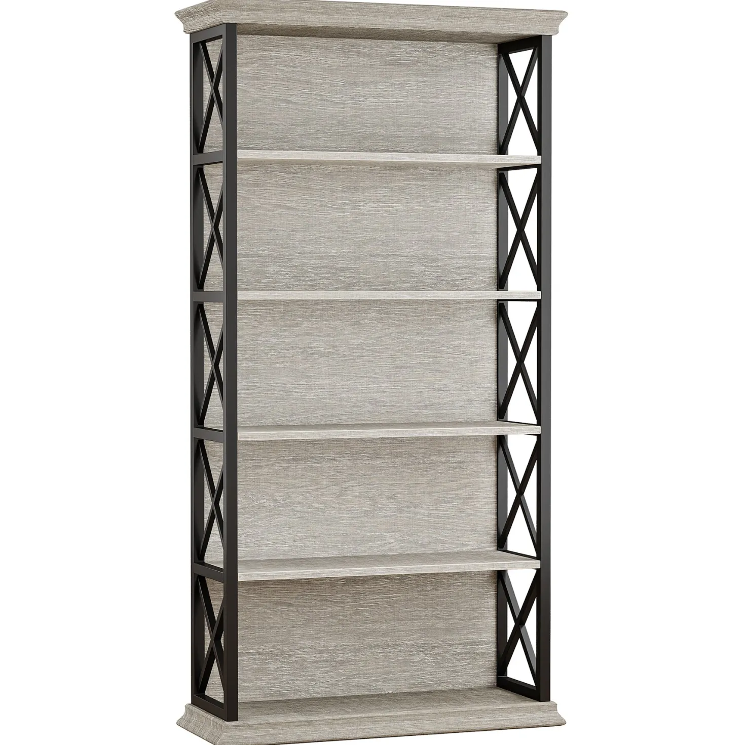 6-Tier Bookshelf, 70.87" Etagere Metal and Wooden Bookcase for Home Office