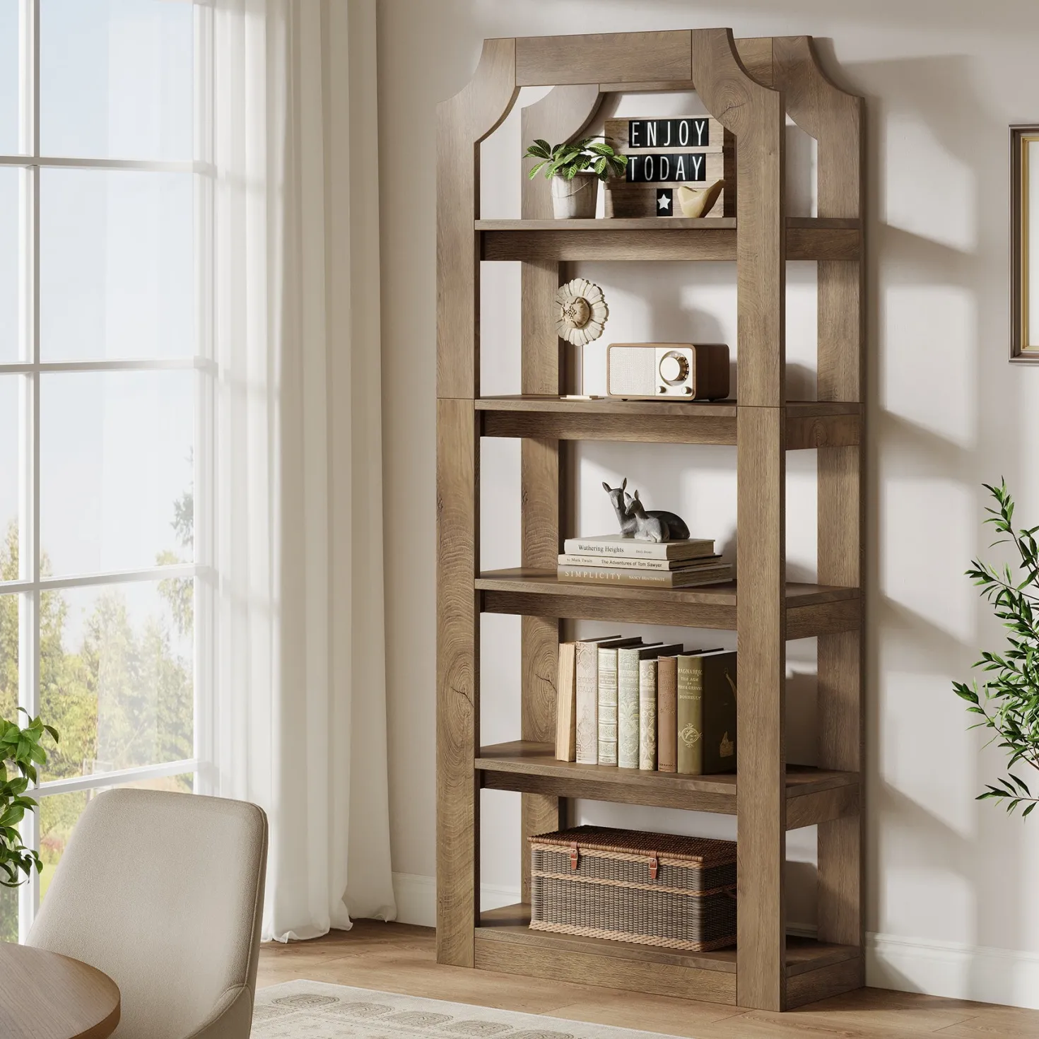 5-Tier Bookshelf, 70.9" Freestanding Bookcase with Open Storage Shelves
