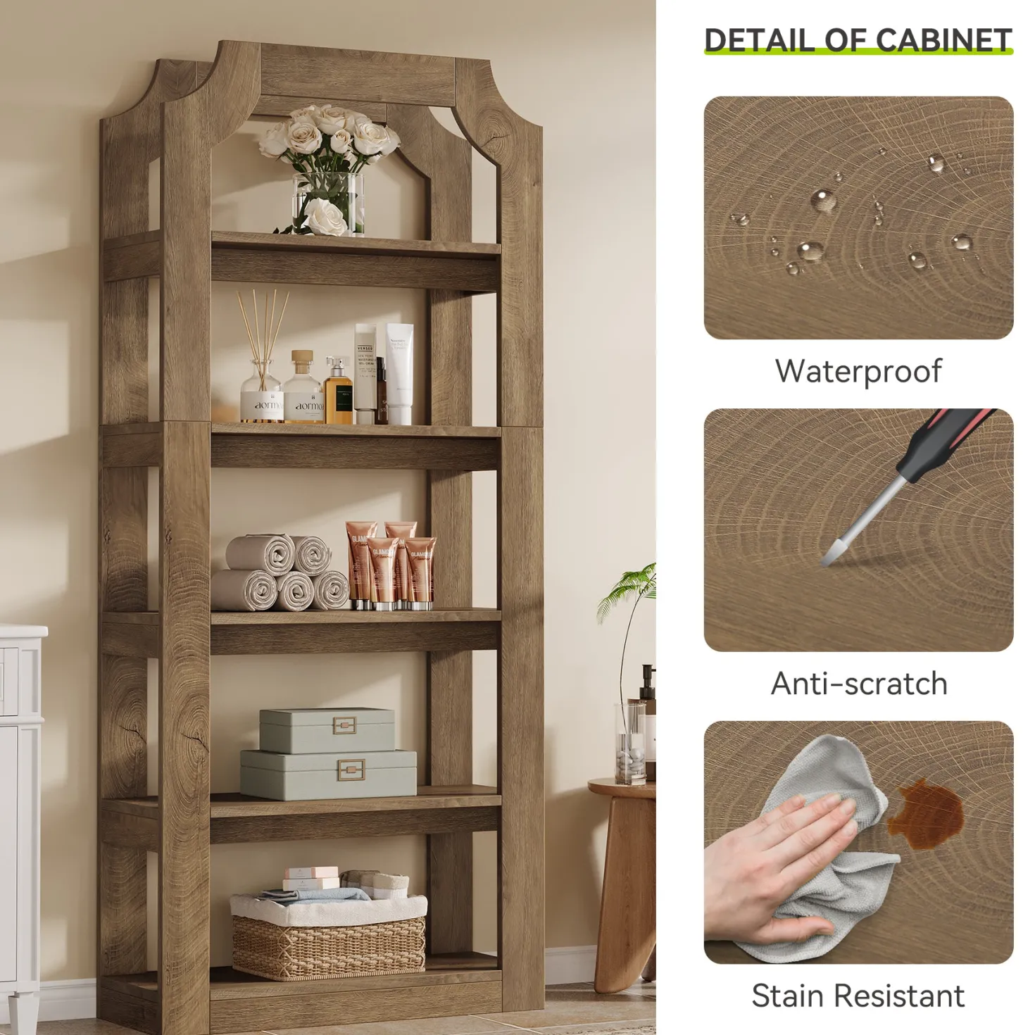 5-Tier Bookshelf, 70.9" Freestanding Bookcase with Open Storage Shelves
