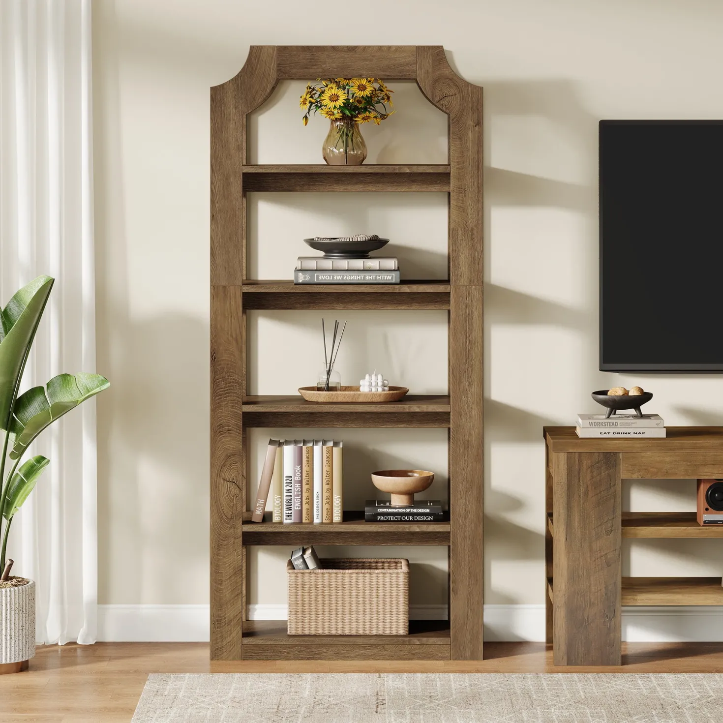 5-Tier Bookshelf, 70.9" Freestanding Bookcase with Open Storage Shelves