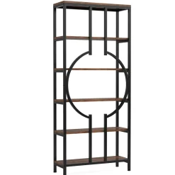 6-Tier Bookshelf, 70.9" Industrial Bookcase Display Shelf