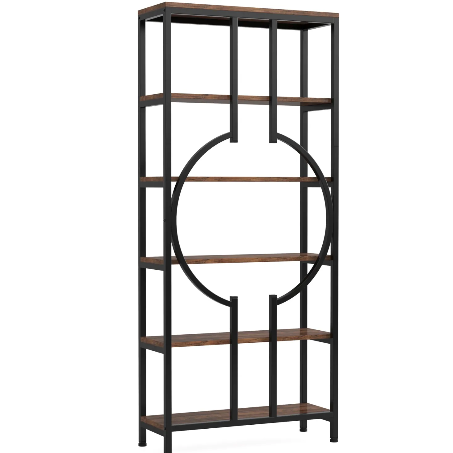 6-Tier Bookshelf, 70.9" Industrial Bookcase Display Shelf