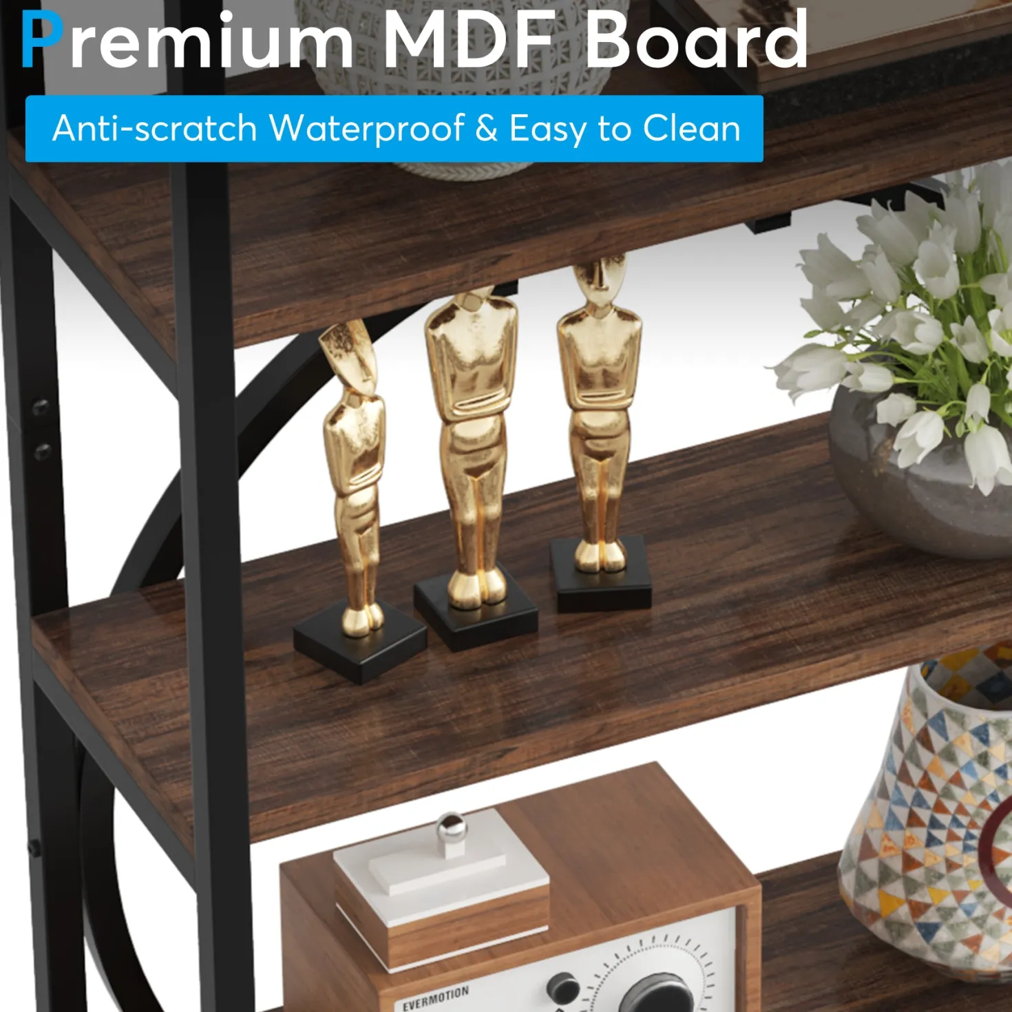 6-Tier Bookshelf, 70.9" Industrial Bookcase Display Shelf