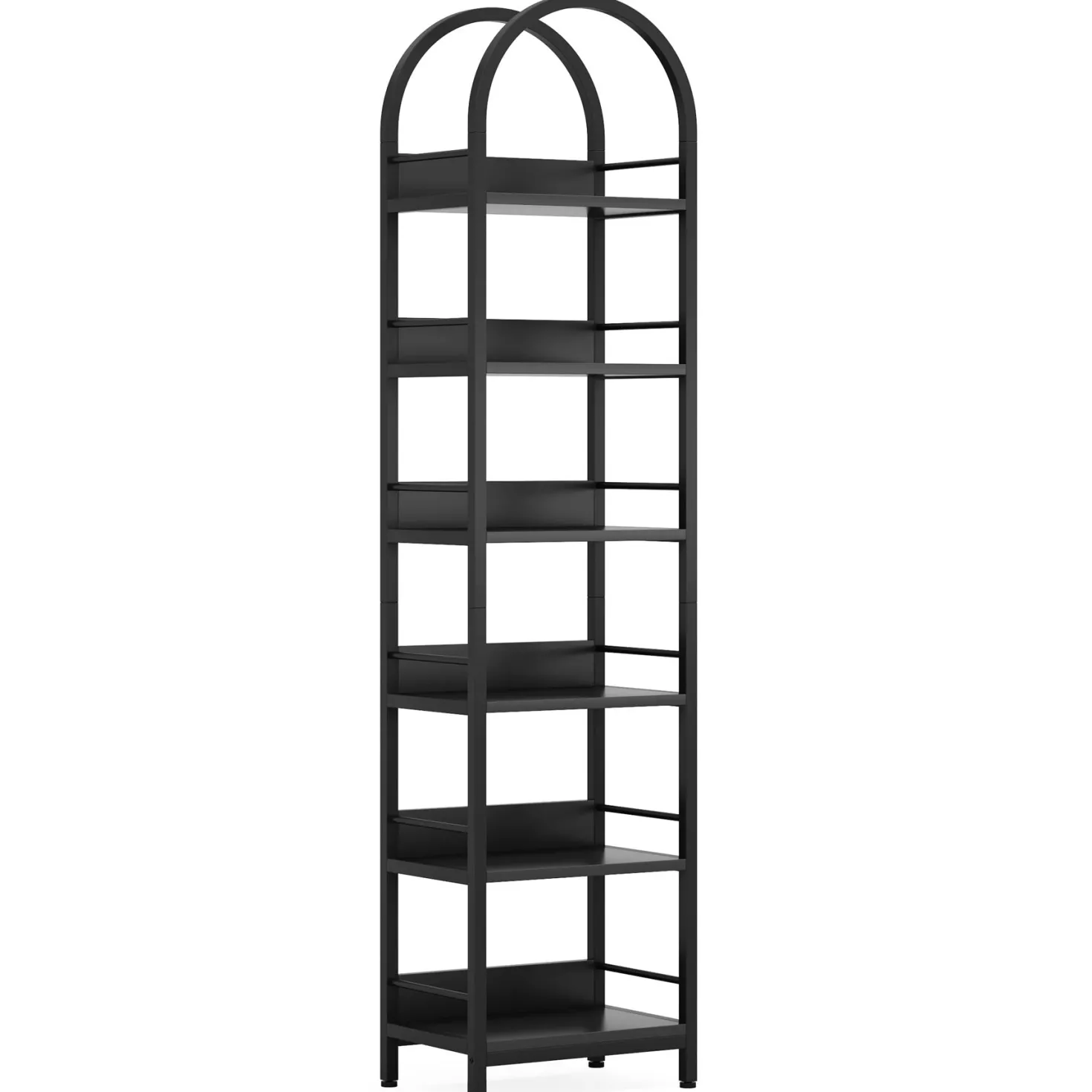 6-Tier Bookshelf, 78.7" Narrow Bookcase Arched Display Shelf