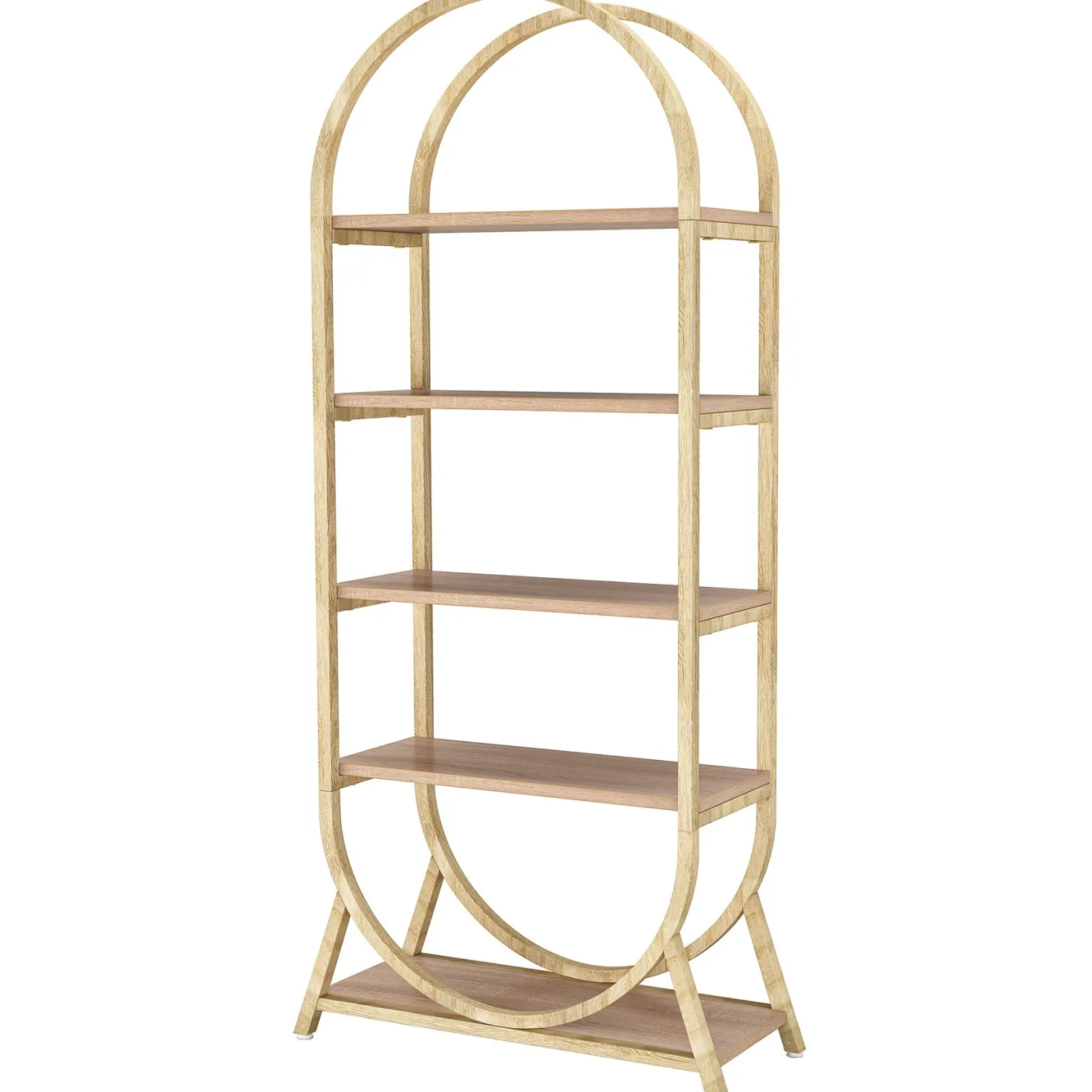 5-Tier Bookshelf, 70.8" Open Bookcase Arched Display Rack