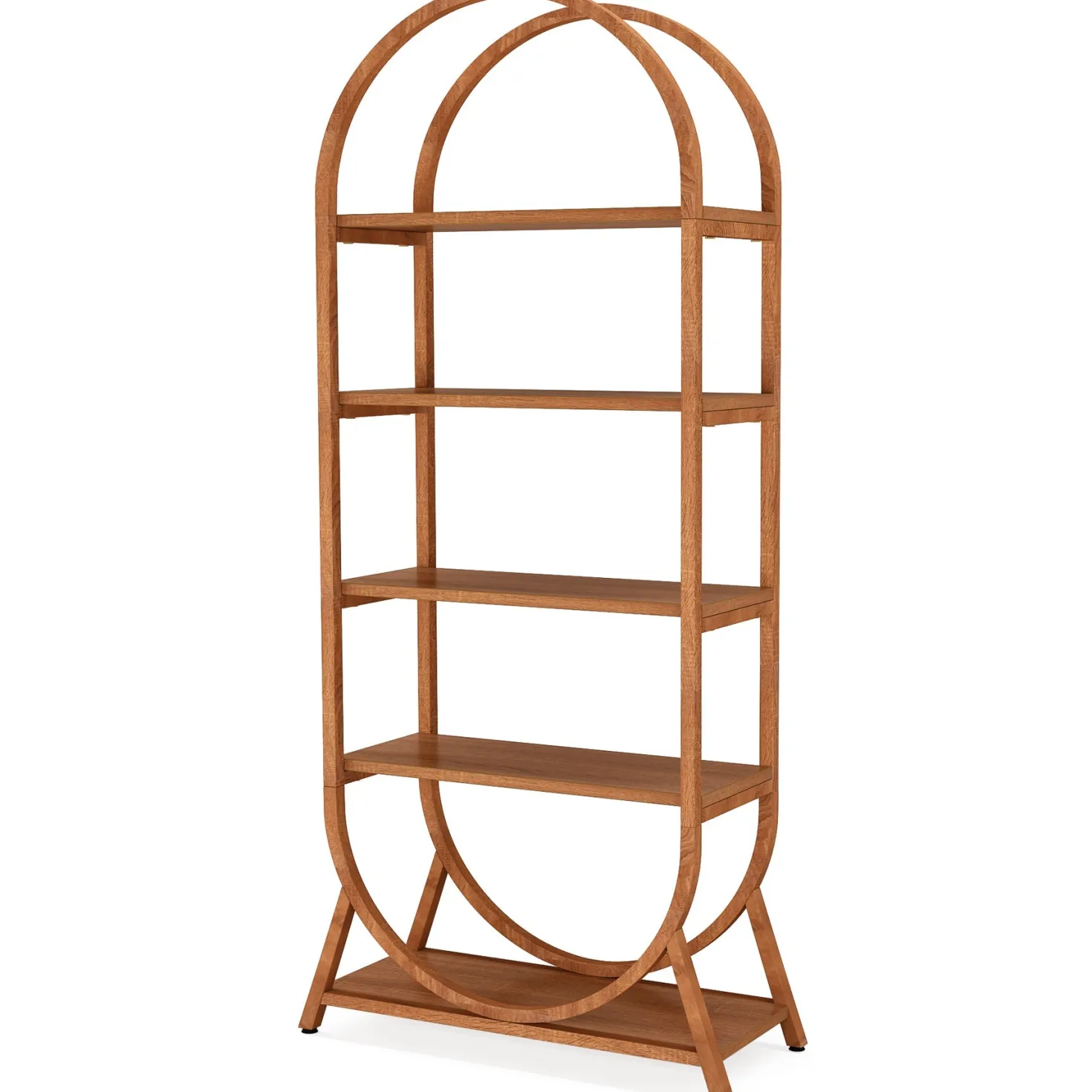 5-Tier Bookshelf, 70.8" Open Bookcase Arched Display Rack