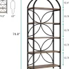 5-Tier Bookshelf, 75" Tall Arched Bookcase Display Rack