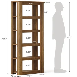 6-Tier Bookshelf, 71" Tall Bookcase Floor Standing Display Storage Shelves