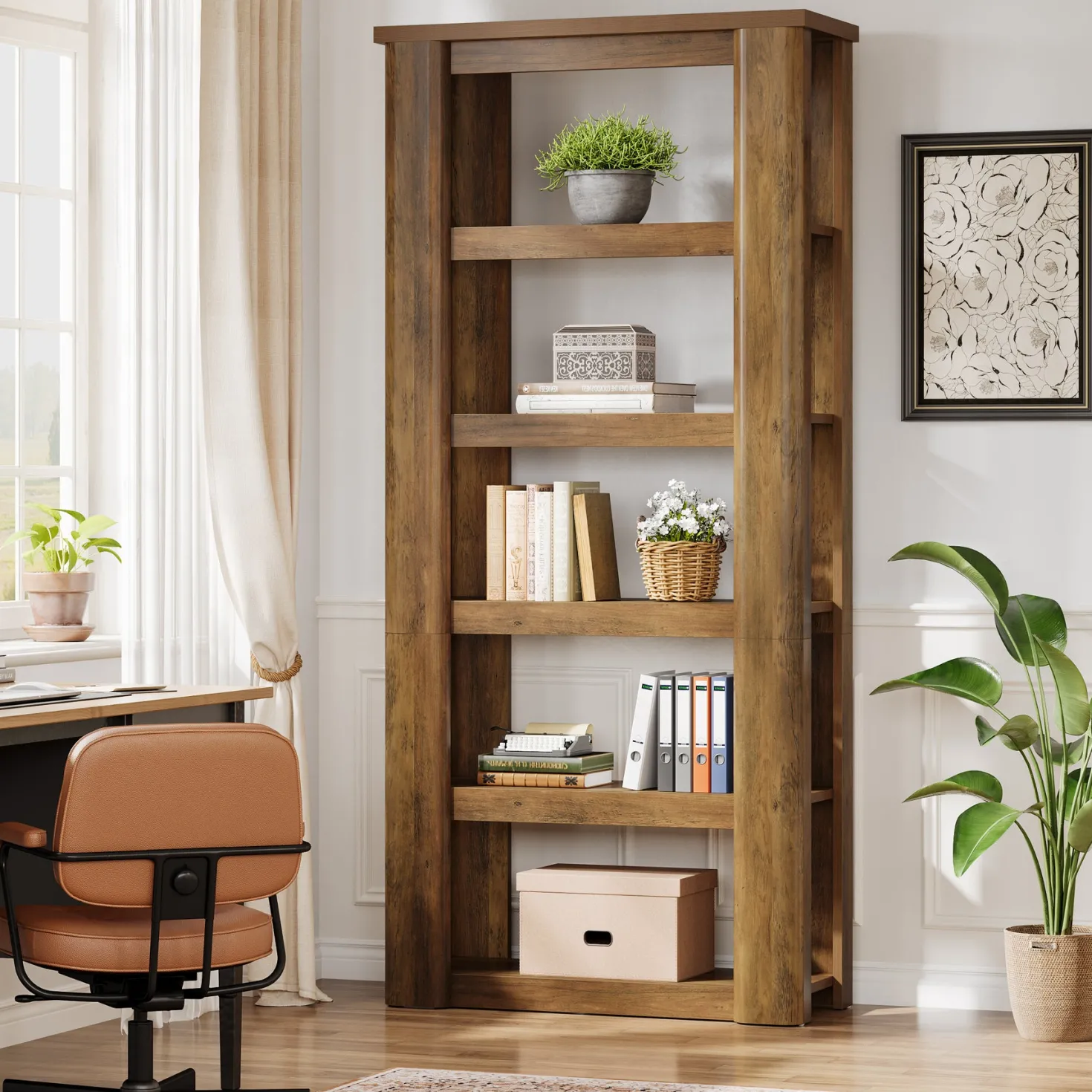 6-Tier Bookshelf, 71" Tall Bookcase Floor Standing Display Storage Shelves