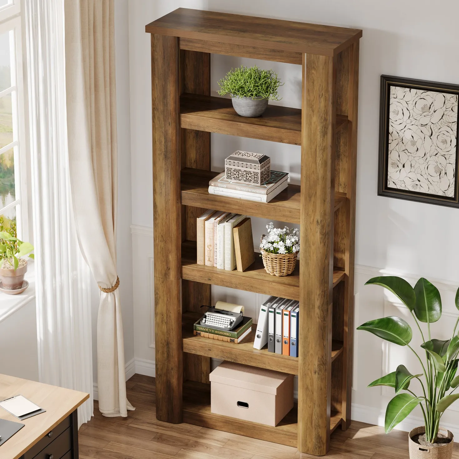 6-Tier Bookshelf, 71" Tall Bookcase Floor Standing Display Storage Shelves