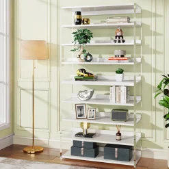 8-Tier Bookshelf, Acrylic Bookcase Storage Display Shelf