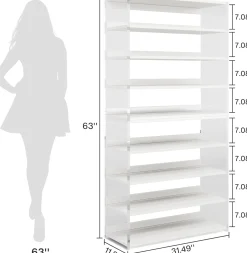 8-Tier Bookshelf, Acrylic Bookcase Storage Display Shelf