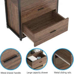 4-Tier Bookshelf Etagere Display Bookcase with 2 Drawers