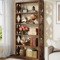 6-Tier Bookshelf, 70-Inch Wood Bookcase with Storage Shelves