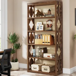 6-Tier Bookshelf, 70-Inch Wood Bookcase with Storage Shelves