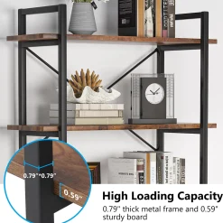 5-Tier Bookshelf, Industrial Etagere Brown Bookcase Display Shelf Unit