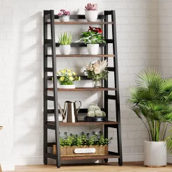 5-Tier Bookshelf, Ladder Bookcase Etagere Storage Shelf