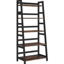 5-Tier Bookshelf, Ladder Bookcase Etagere Storage Shelf