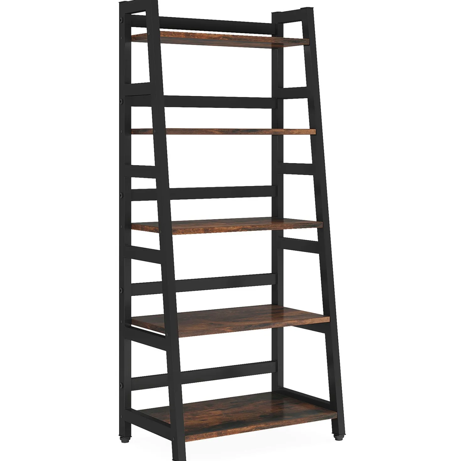 5-Tier Bookshelf, Ladder Bookcase Etagere Storage Shelf