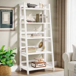 5-Tier Bookshelf, Ladder Bookcase Etagere Storage Shelf