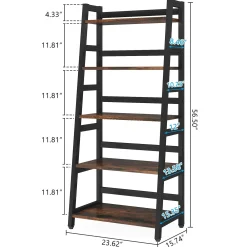 5-Tier Bookshelf, Ladder Bookcase Etagere Storage Shelf