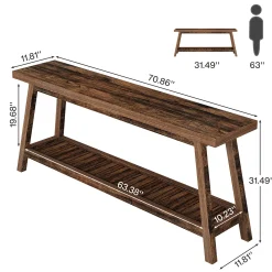 2-Tier Console Table, 70.9" Entryway Sofa Table for Hallway, Living Room