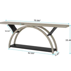 2-Tier Console Table, 70.9" Entryway Table with Half Moon Frame