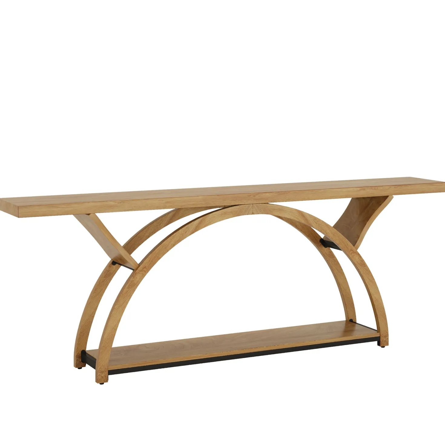 2-Tier Console Table, 70.9" Entryway Table with Half Moon Frame