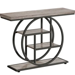 4-Tier Console Table, 41.3" Entryway Sofa Table with Circle Base