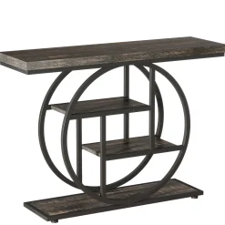 4-Tier Console Table, 41.3" Entryway Sofa Table with Circle Base