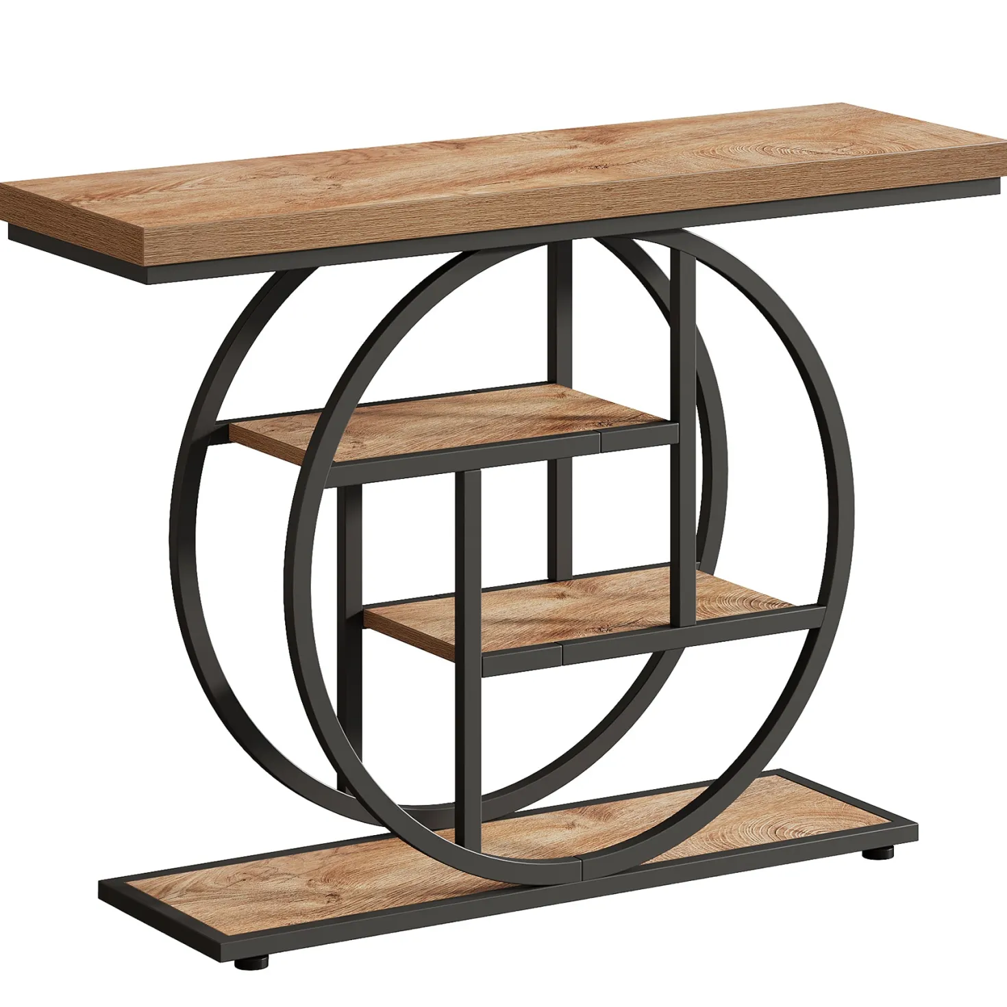 4-Tier Console Table, 41.3" Entryway Sofa Table with Circle Base