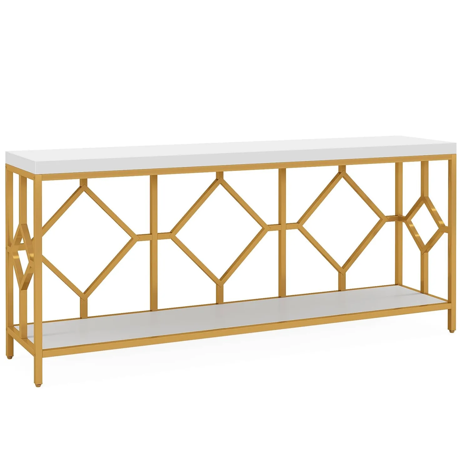 2-Tier Console Table, 71" Extra Long Sofa Table with Open Storage Shelf