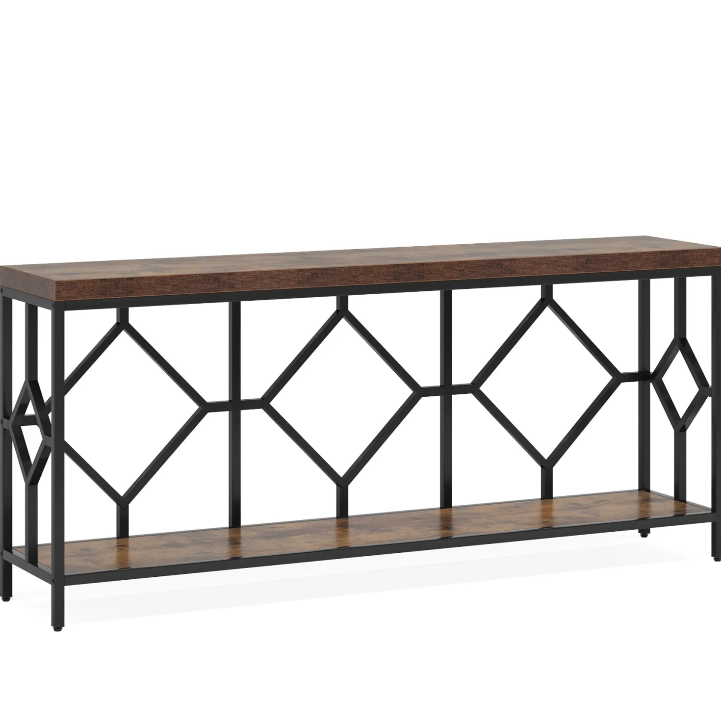 2-Tier Console Table, 71" Extra Long Sofa Table with Open Storage Shelf