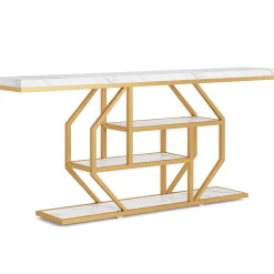 4-Tier Console Table, 70.9 inch Sofa Table Accent Table with Storage Shelves