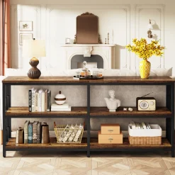 3-Tier Console Table, 70.9" Industrial Sofa Foyer Table for Living Room