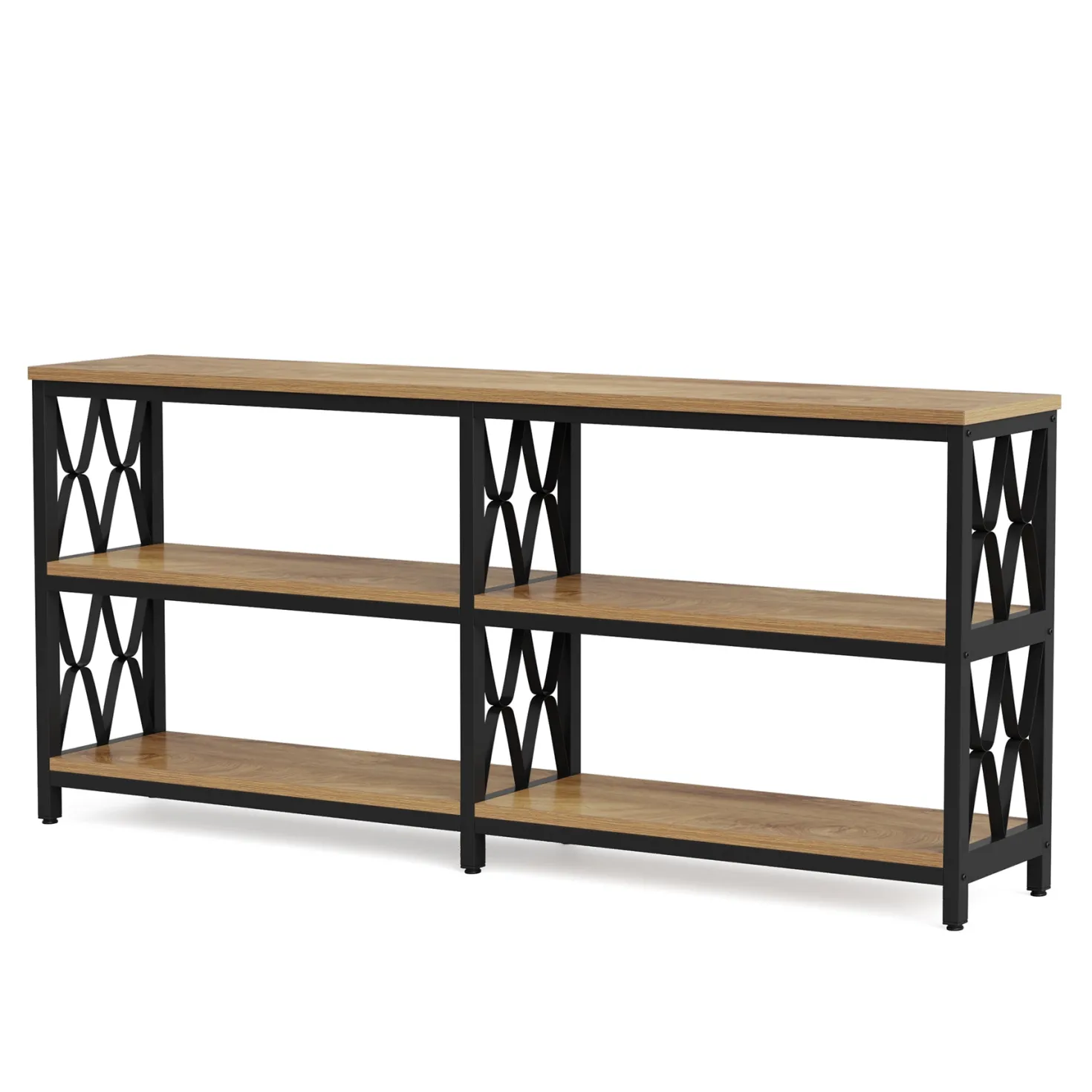 3-Tier Console Table, 70.9" Industrial Sofa Foyer Table for Living Room