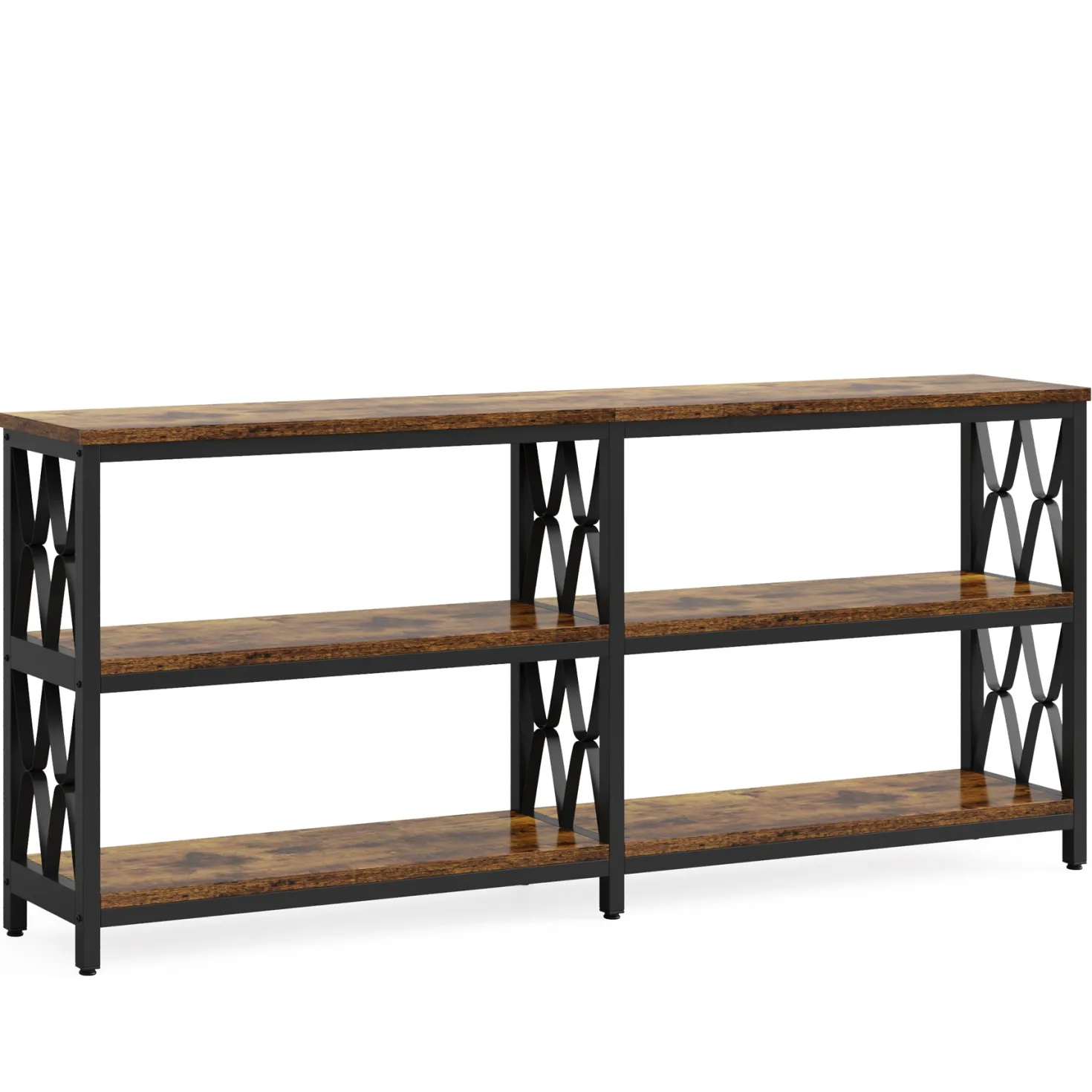 3-Tier Console Table, 70.9" Industrial Sofa Foyer Table for Living Room
