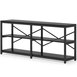 3-Tier Console Table, 70.9" Long Foyer Sofa Table with Storage Shelves