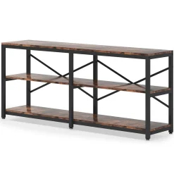 3-Tier Console Table, 70.9" Long Foyer Sofa Table with Storage Shelves